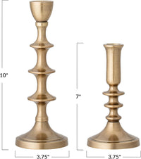 Design Shop Decorative Metal Taper Holders, Gold, Set of 2