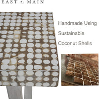 Design Shop Coconut Shell Coffee Table With U-Shaped Legs, 40"W, White