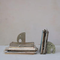 Design Shop Elephant Soapstone Green Pack of 2 Bookends, 4" L w x 5" H