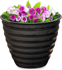 Design Shop Charcoal Woodsdale Round Planter 8"