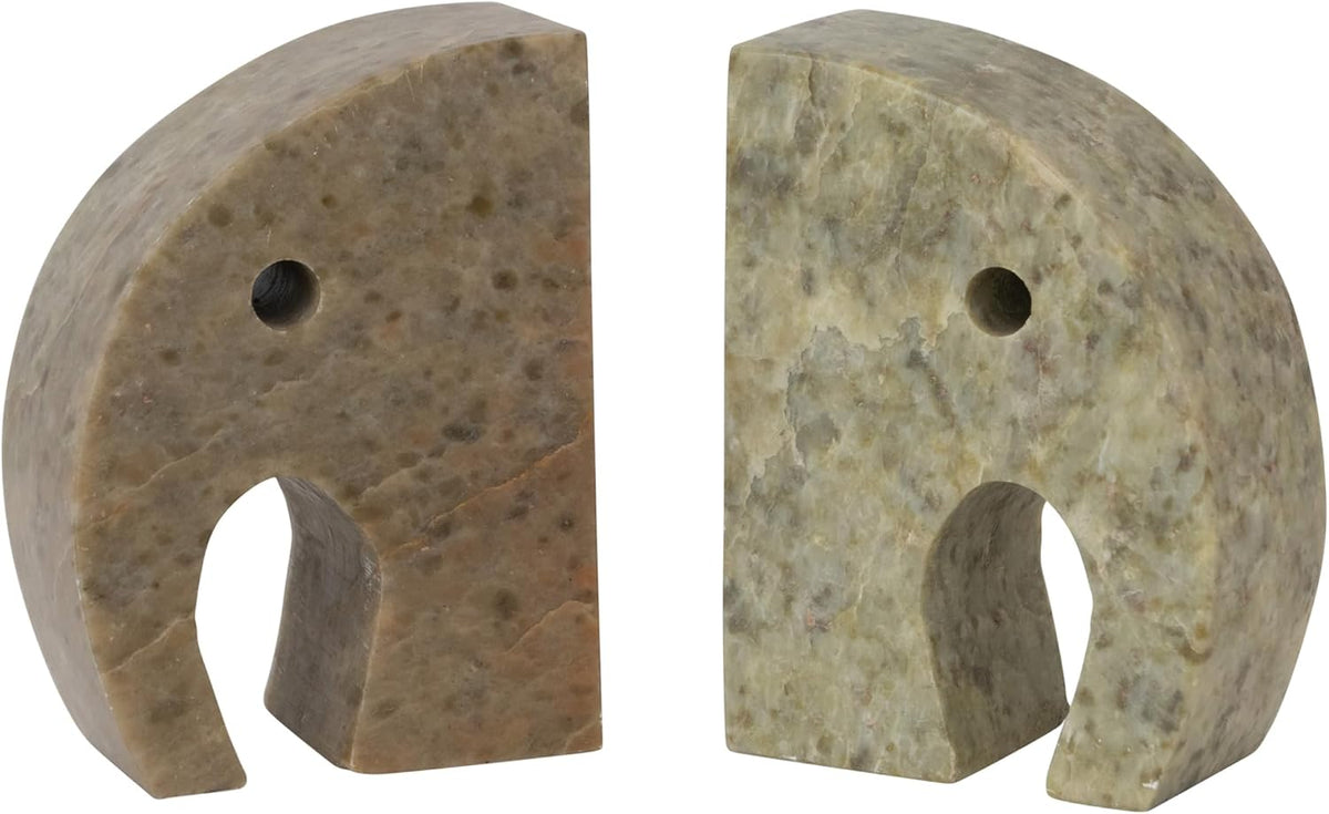 Design Shop Elephant Soapstone Green Pack of 2 Bookends, 4" L w x 5" H