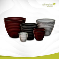 Design Shop Charcoal Woodsdale Round Planter 6", Set of 3
