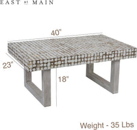 Design Shop Coconut Shell Coffee Table With U-Shaped Legs, 40"W, White