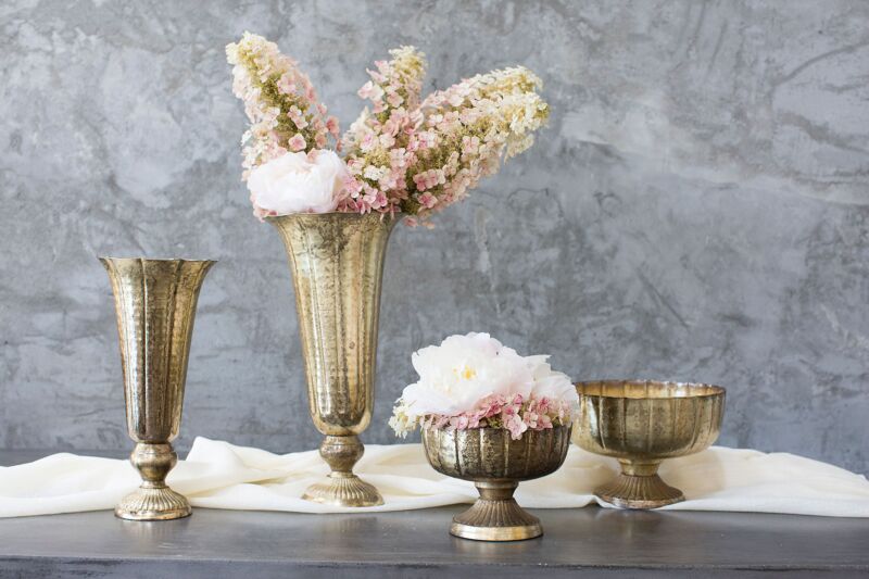 Design Shop Gold Lita Vase and Compote, 7.75" X 5.75".