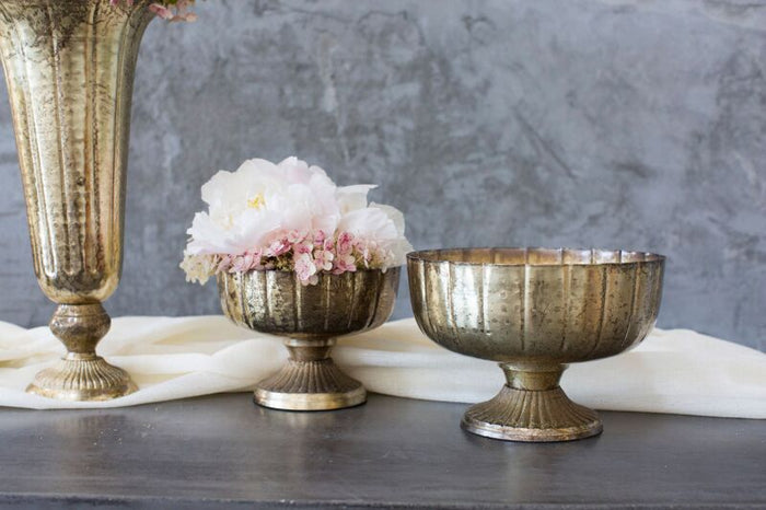 Design Shop Gold Lita Vase and Compote, 10" X 6.5".