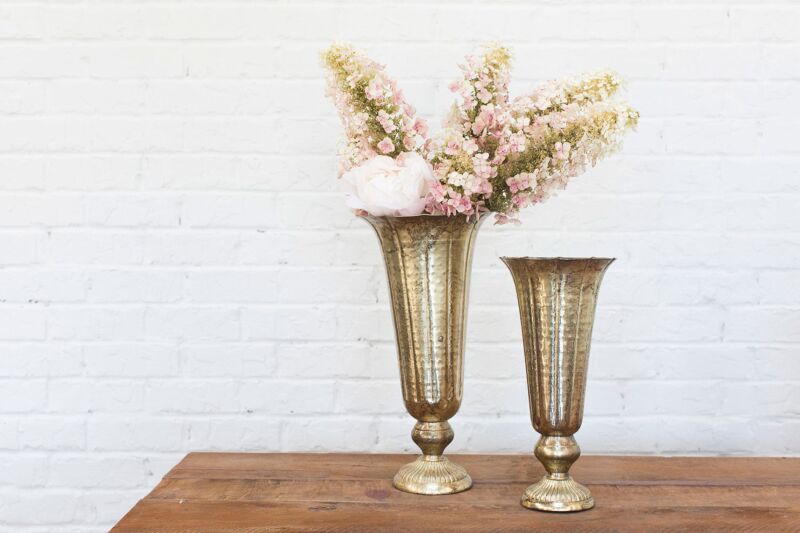 Design Shop Gold Lita Vase and Compote Vase, 6.5" X 14".