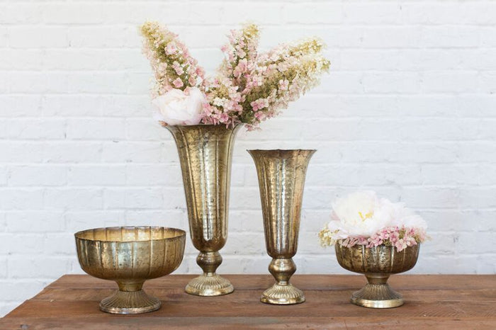 Design Shop Gold Lita Vase and Compote Vase, 8" X 16.75".