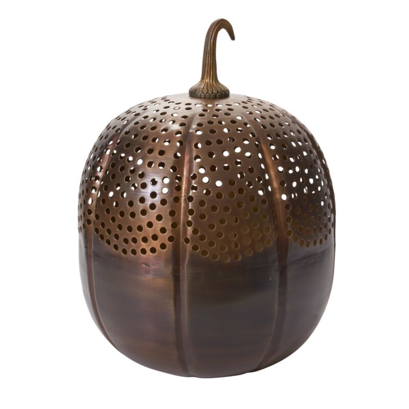 Design Shop Bronze Harvest Pumpkin Lantern, 13.75" X 18".
