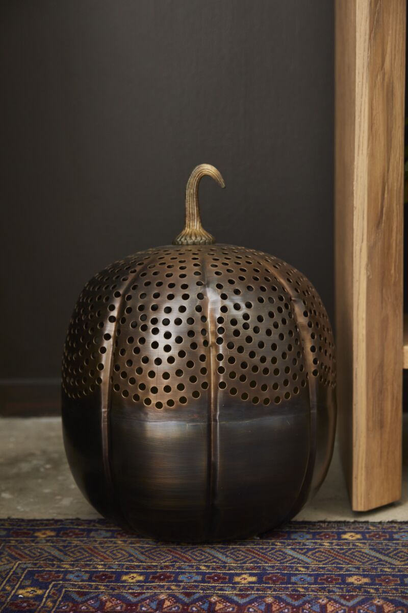 Design Shop Bronze Harvest Pumpkin Lantern, 13.75" X 18".