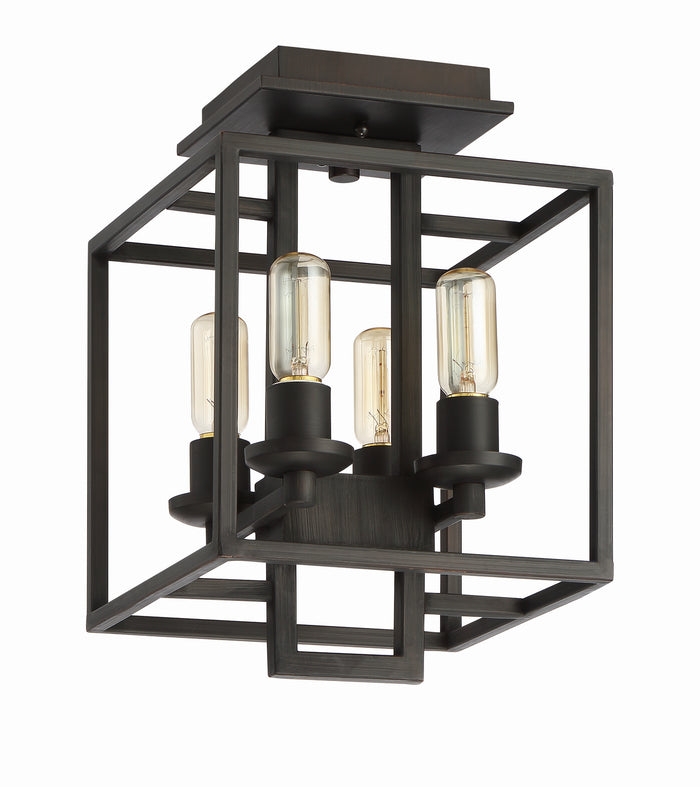 Craftmade Four Light Semi Flush Mount from the Cubic collection in Aged Bronze Brushed finish