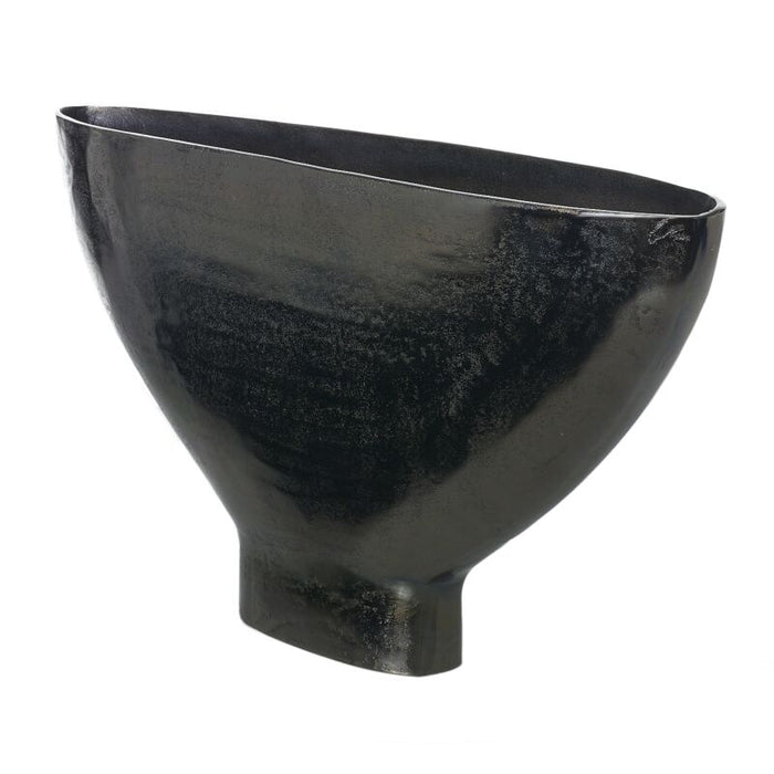 Black ceramic bowl on a white background