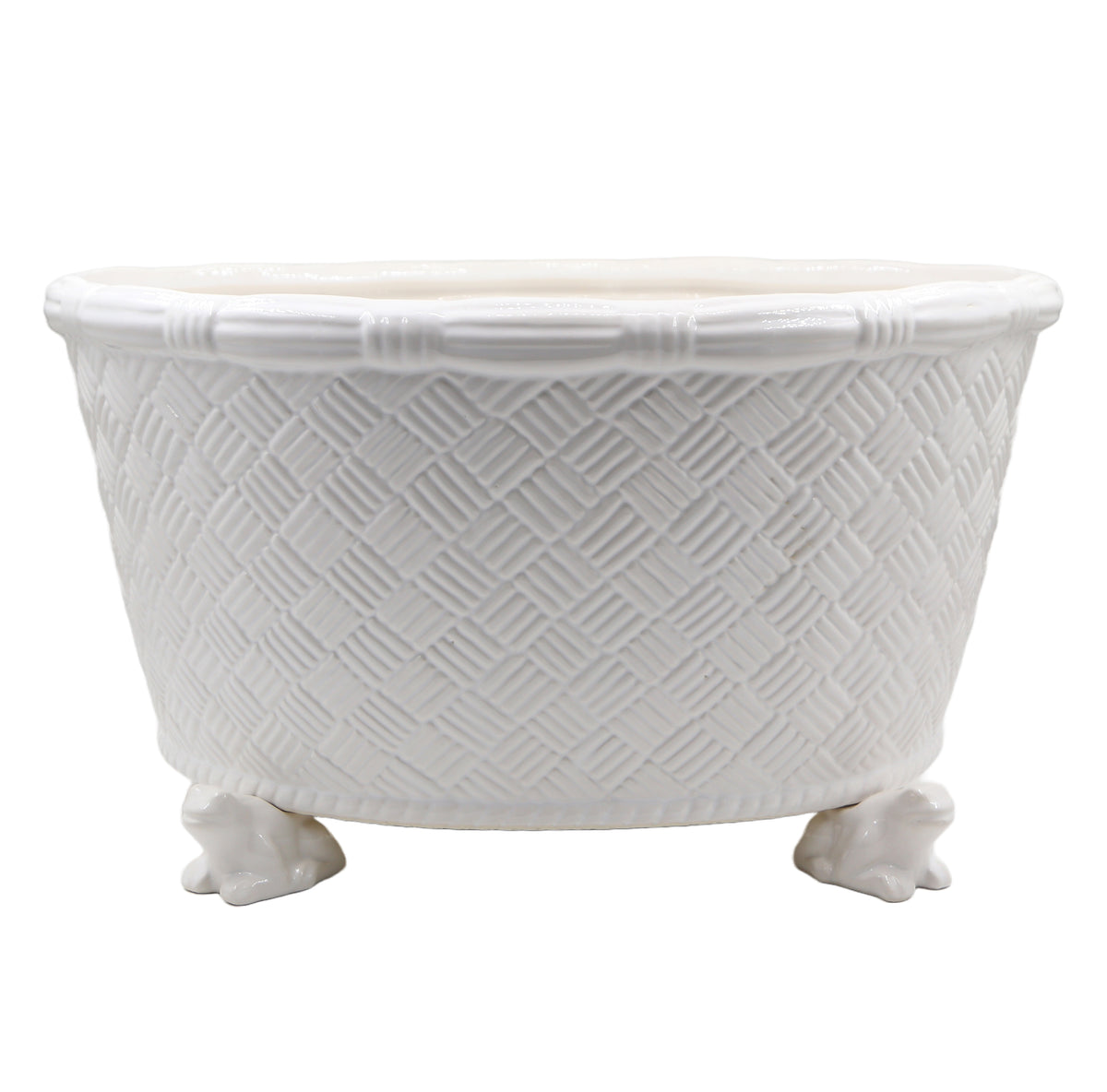 Abigails Basket Weave Centerpiece, White