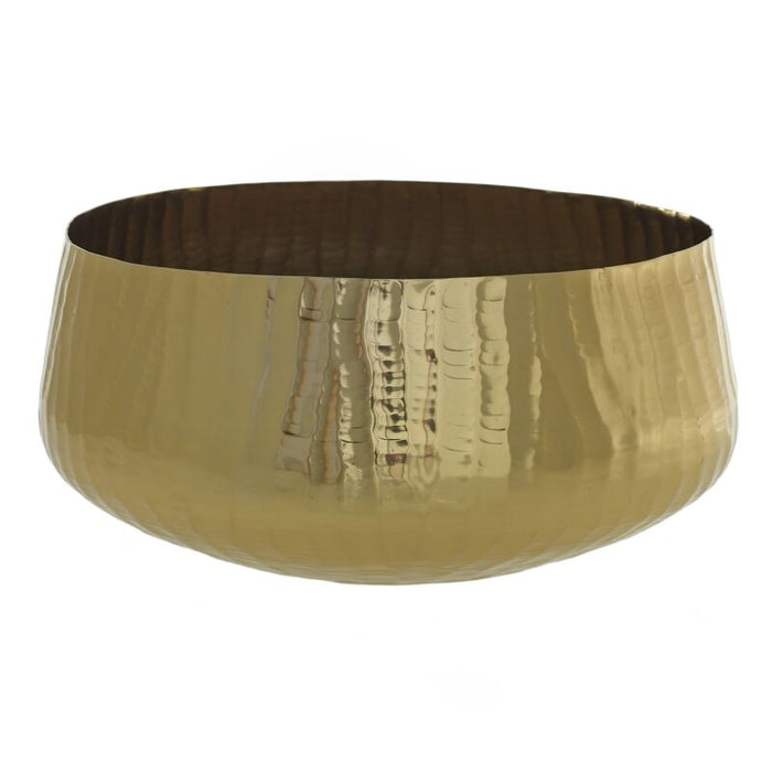 Gold metallic bowl on a white background