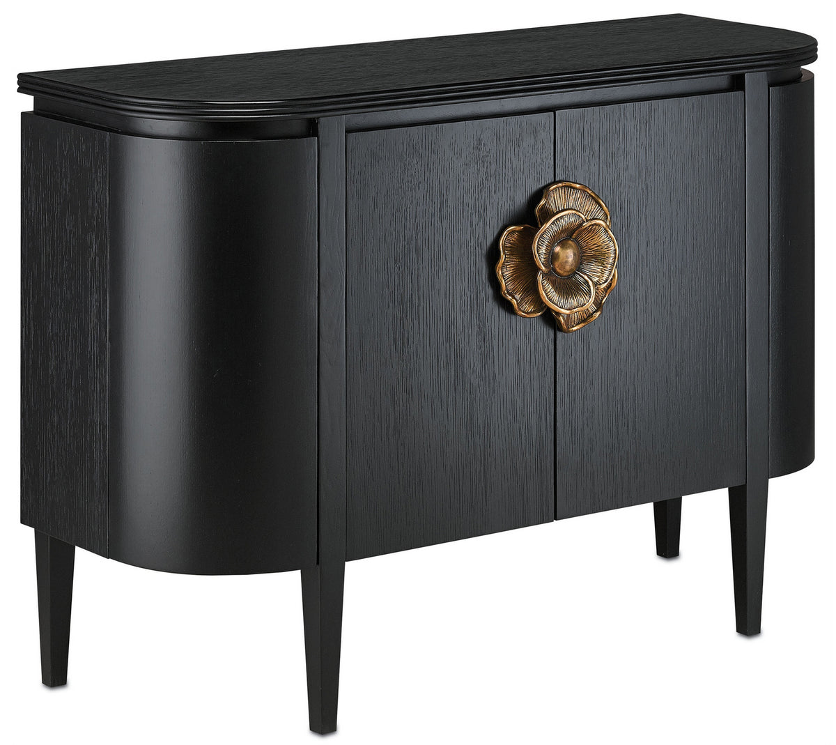 Currey and Company - 3000-0004 - Demi-Lune - Briallen Collection - Caviar Black/Antique Brass