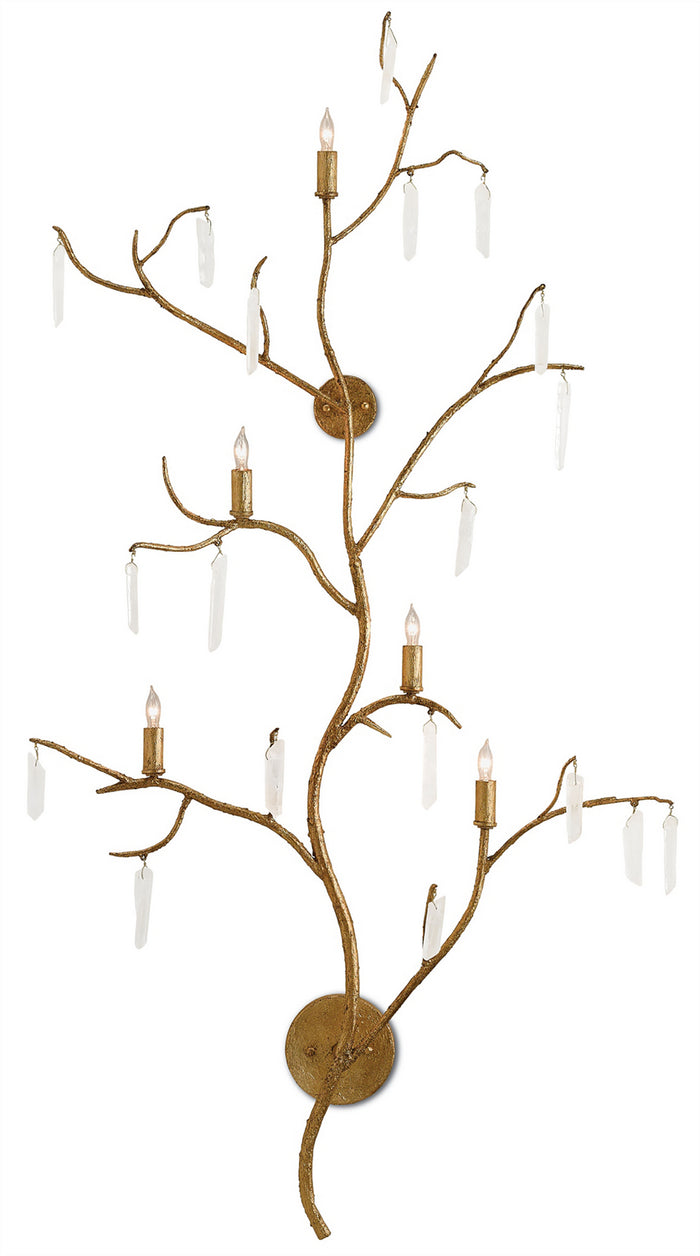 Currey and Company Five Light Wall Sconce from the Aviva Stanoff collection in Washed Lucerne Gold/Natural finish