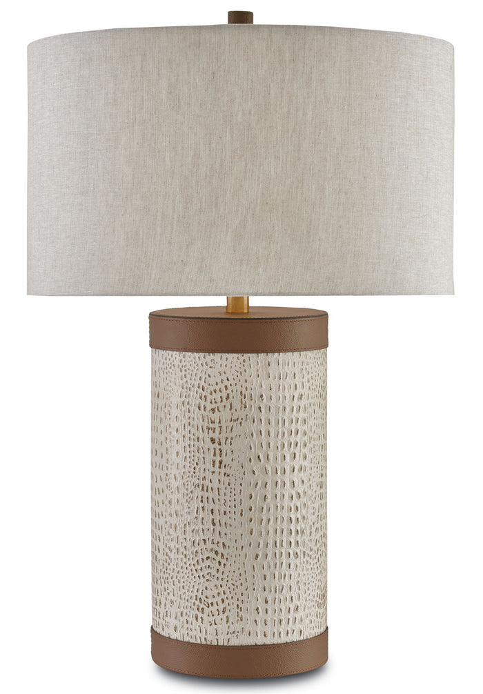 Currey and Company One Light Table Lamp from the Baptiste collection in Ivory/Brown/Brushed Brass finish