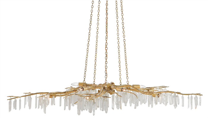 Currey and Company Ten Light Chandelier from the Aviva Stanoff collection in Washed Lucerne Gold/Natural finish