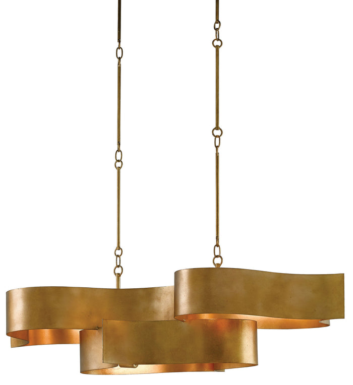 Currey and Company Six Light Chandelier from the Grand collection in Antique Gold Leaf finish