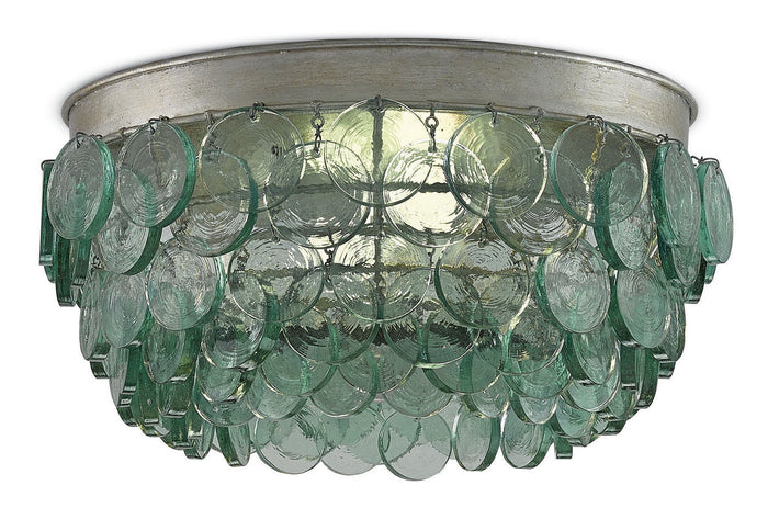 Currey and Company Two Light Flush Mount from the Braithwell collection in Silver Leaf finish