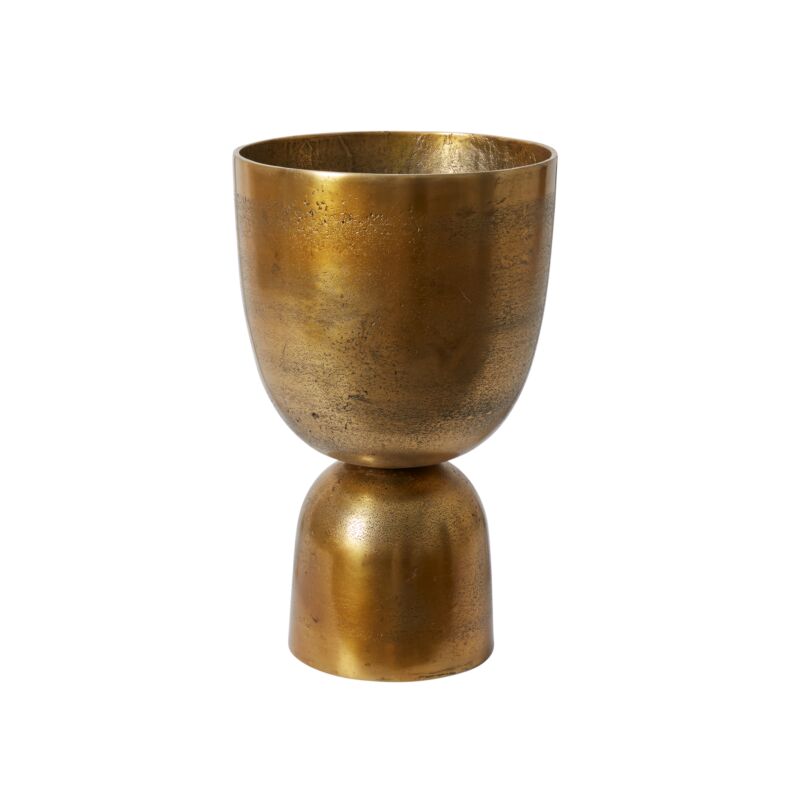 Design Shop Antique-Gold Lumos Footed Urn, 12" X 19".