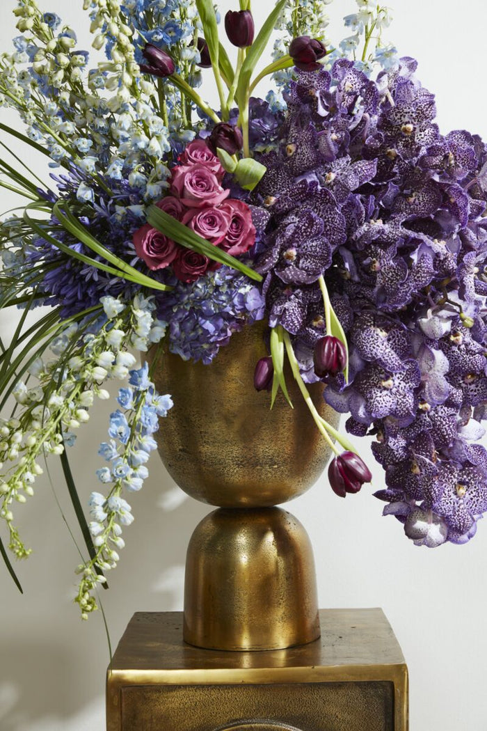 Design Shop Antique-Gold Lumos Footed Urn, 12" X 19".