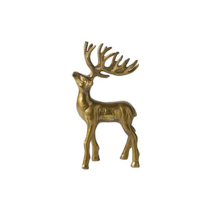 Gold deer figurine on a white background