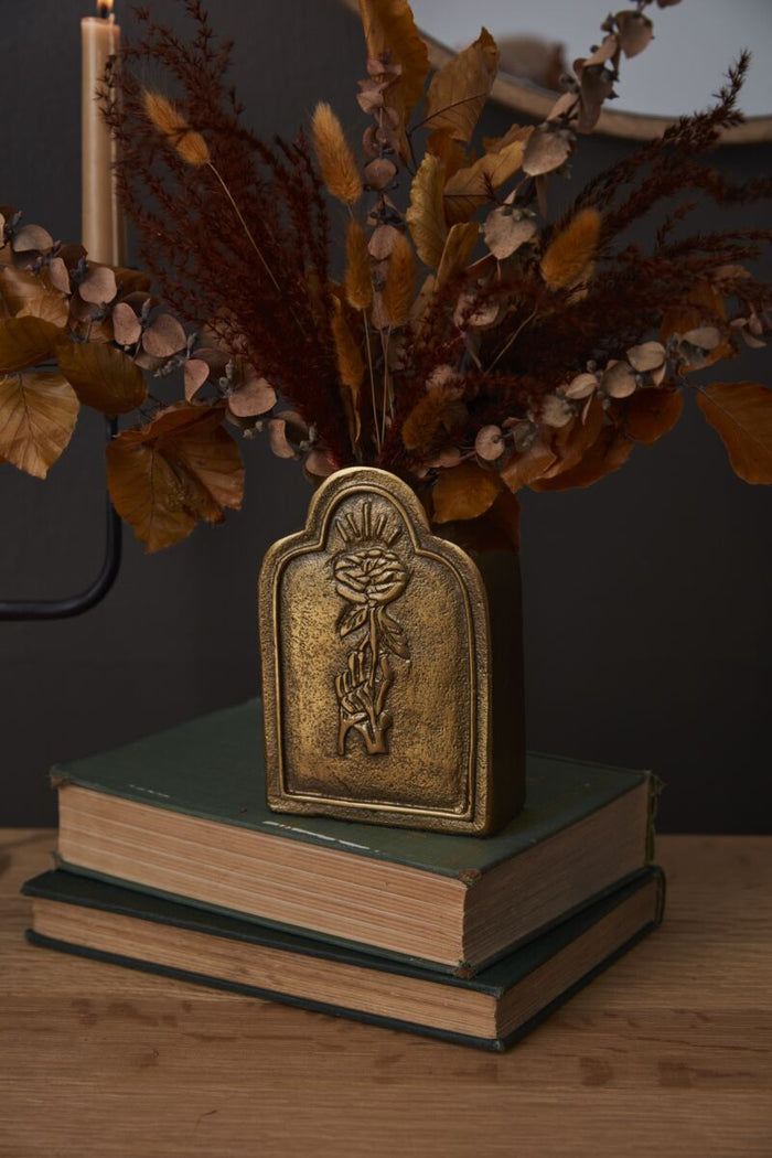 Design Shop Antique-Gold Til Death Budvase, 4" X 6", Set of 2.
