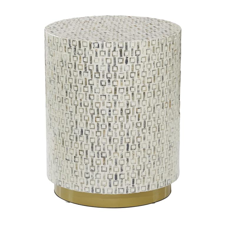 Design Shop  Gray Mother of Pearl Accent Table w/ Gold Base