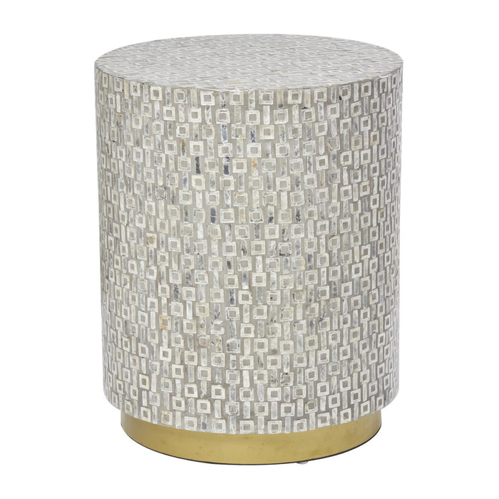 Design Shop  Gray Mother of Pearl Accent Table w/ Gold Base
