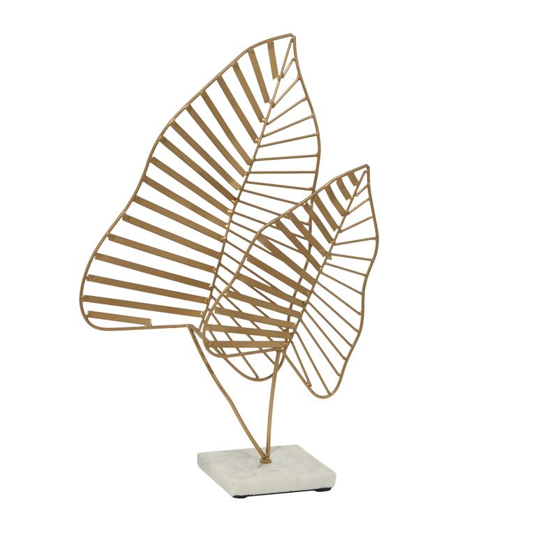 Gold Metal Leaf Sculpture, 11" X 4" X 17"