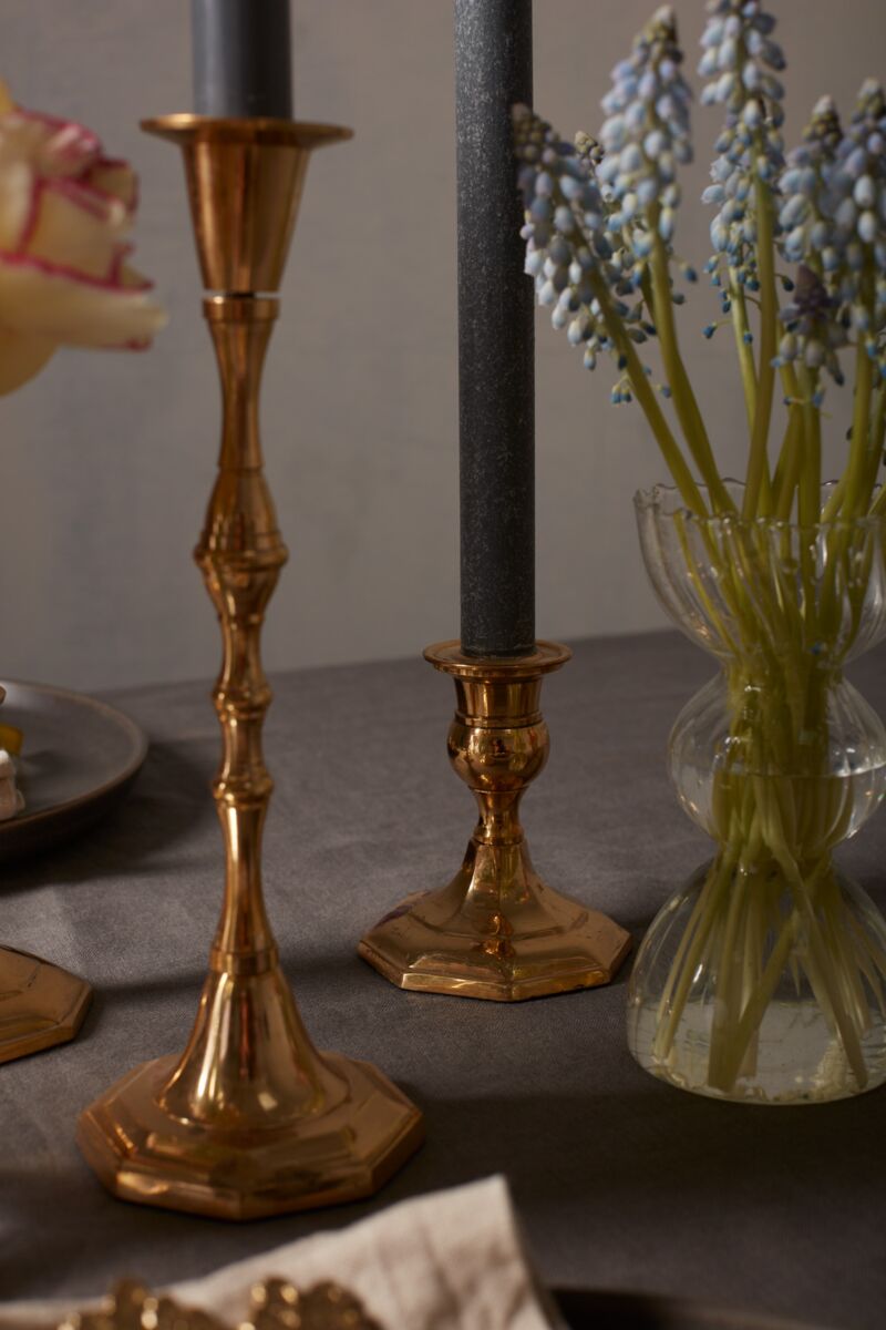 Design Shop Gold Antique Candlestick, 3.25" X 3.5", Set of 2.