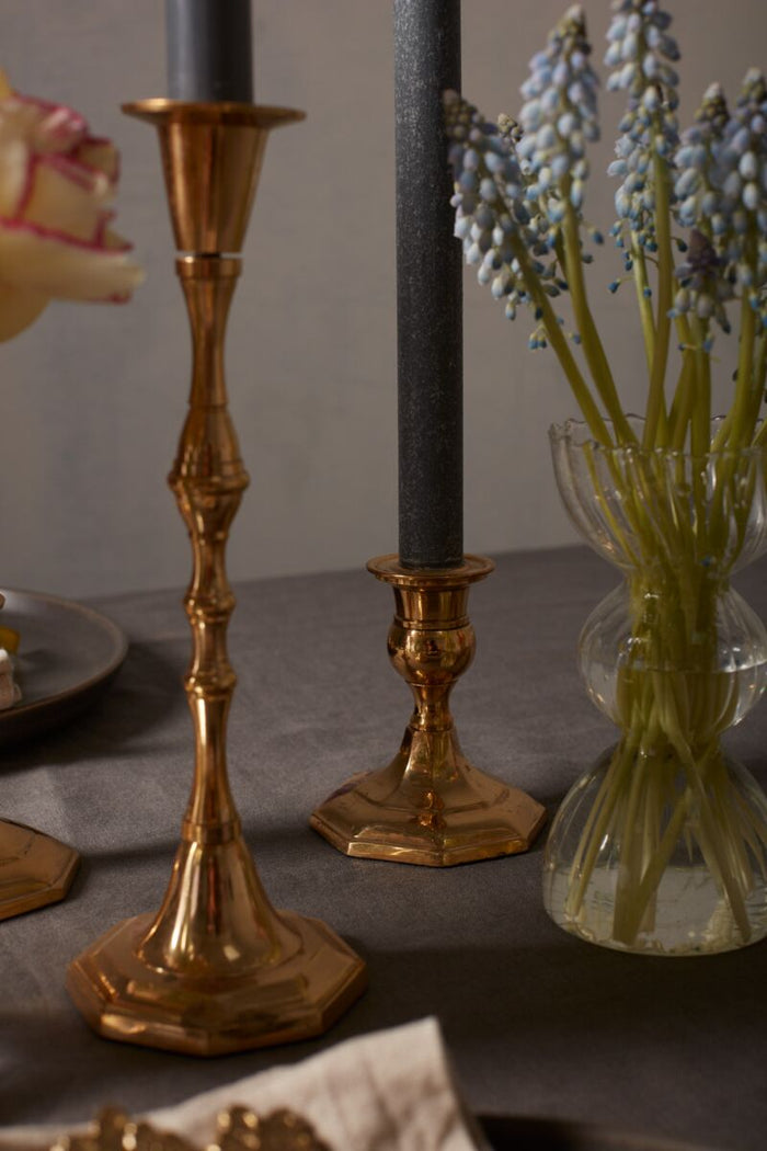 Design Shop Gold Antique Candlestick, 3.25" X 3.5", Set of 2.