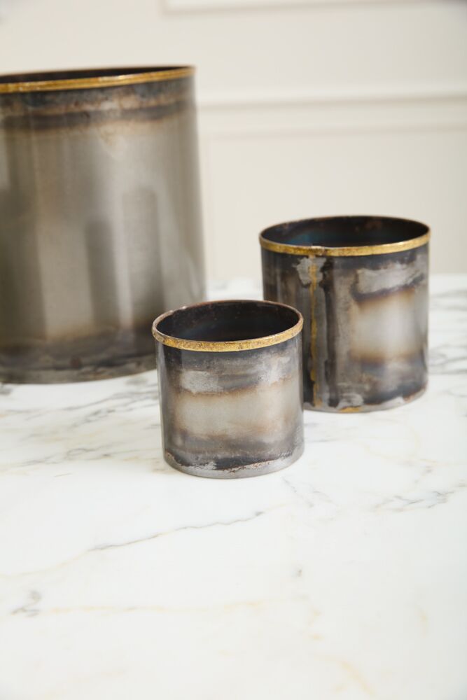 Design Shop Black Norman Collection Pot, 3.25" X 3", Set of 6.