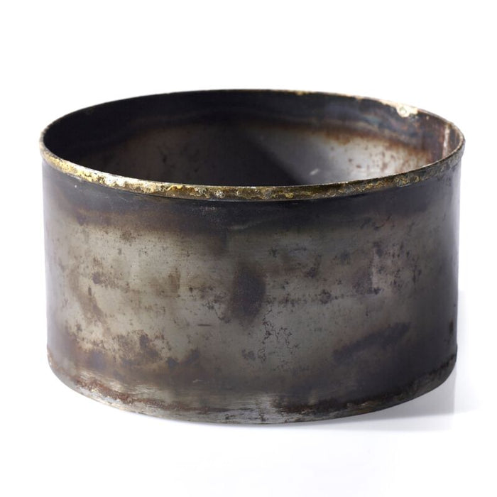 Rust-colored metal container on a white background