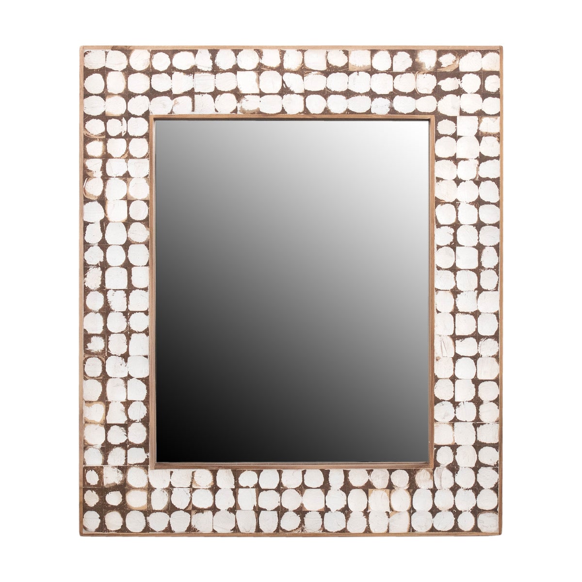Design Shop Hampton Rectangle Coconut Shell Mirror, 26"H, White Patina