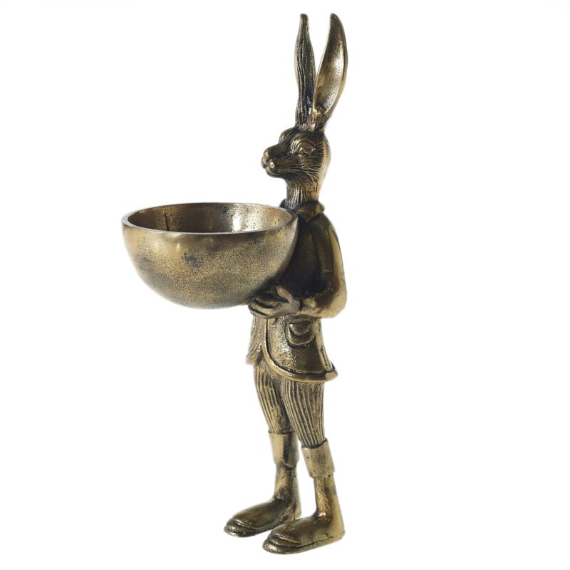 Design Shop Antique-Gold E+E Eloise Dish Stand Eric, 6" X 14". Serving Hare.