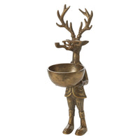 Design Shop Antique-Gold E+E Eloise Dish Stand Frankie, 4.75" X 16.25". Pipe-smoking Buck.
