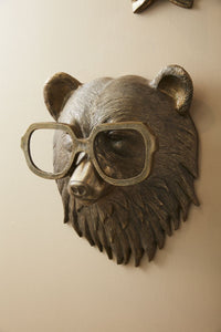 Design Shop Antique-Gold E+E Emerson Wall Mount Beatrice, 13.5" X 16.5". Bespectacled Bear.