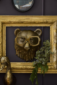 Design Shop Antique-Gold E+E Emerson Wall Mount Beatrice, 13.5" X 16.5". Bespectacled Bear.
