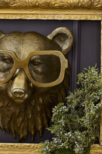 Design Shop Antique-Gold E+E Emerson Wall Mount Beatrice, 13.5" X 16.5". Bespectacled Bear.