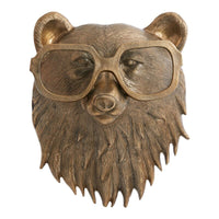 Design Shop Antique-Gold E+E Emerson Wall Mount Beatrice, 13.5" X 16.5". Bespectacled Bear.