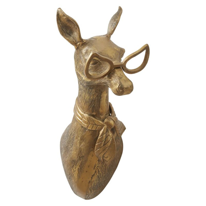 Design Shop Antique-Gold E+E Emerson Wall Mount Margie, 9.25" X 26.75". Scarf-adorned Doe.