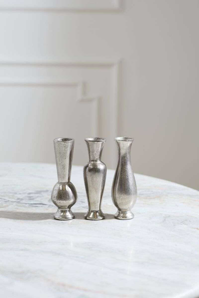 Design Shop Silver Henna Budvase Set of 3 2"x 6"
