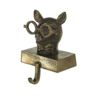 Design Shop Antique-Gold E+E Stocking Holder Louie, 4.75" X 6.75". Bowtied Mouse.