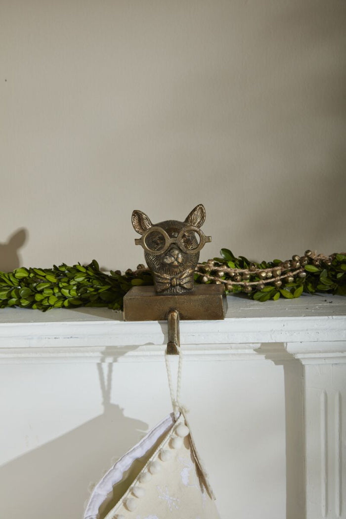 Design Shop Antique-Gold E+E Stocking Holder Louie, 4.75" X 6.75". Bowtied Mouse.