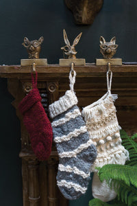 Design Shop Antique-Gold E+E Stocking Holder Eric, 4.75" X 8.75". Mustached Hare.