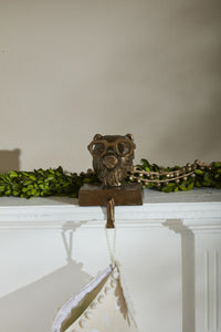 Design Shop Antique-Gold E+E Stocking Holder Beatrice, 4.75" X 6.5". Bespectacled Bear.