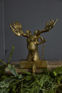 Design Shop Antique-Gold E+E Stocking Holder Eugene, 7" X 10". Monocled Moose.