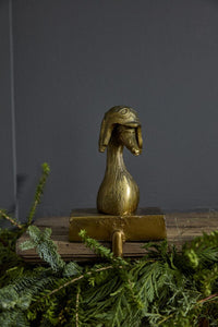 Design Shop Antique-Gold E+E Stocking Holder Charlie, 4.75" X 8". Aviator Goose.