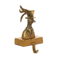 Design Shop Antique-Gold E+E Stocking Holder Emerson, 4.75" X 9". Top-hatted Pheasant.